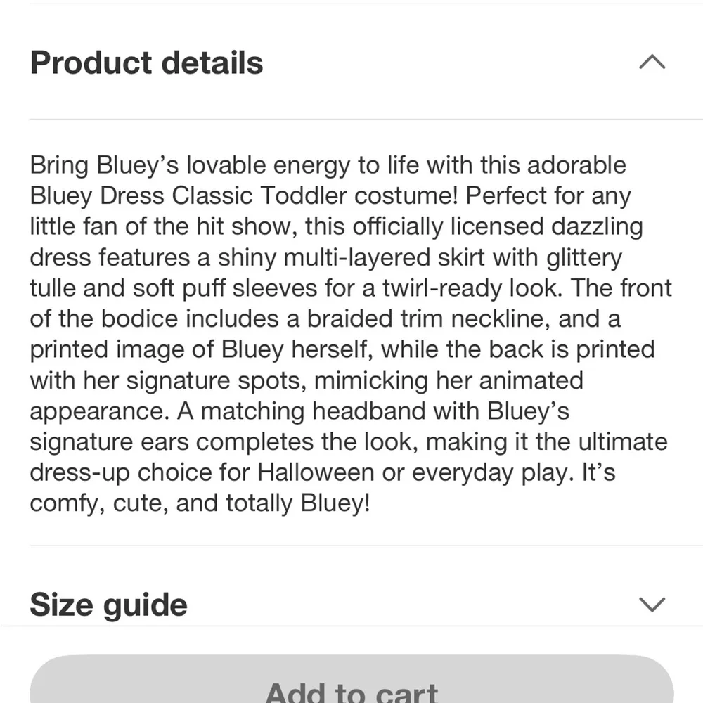 Bluey Kids Costume with Headband